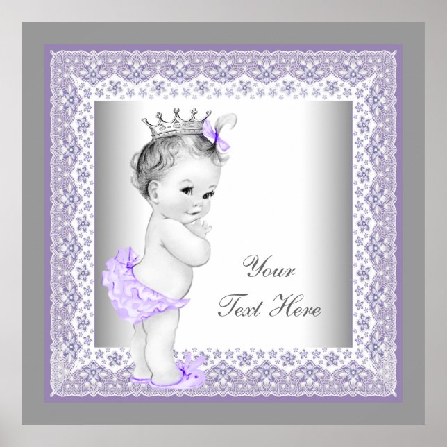 Vintage lila prinsessa för babyflicka poster (Framsidan)