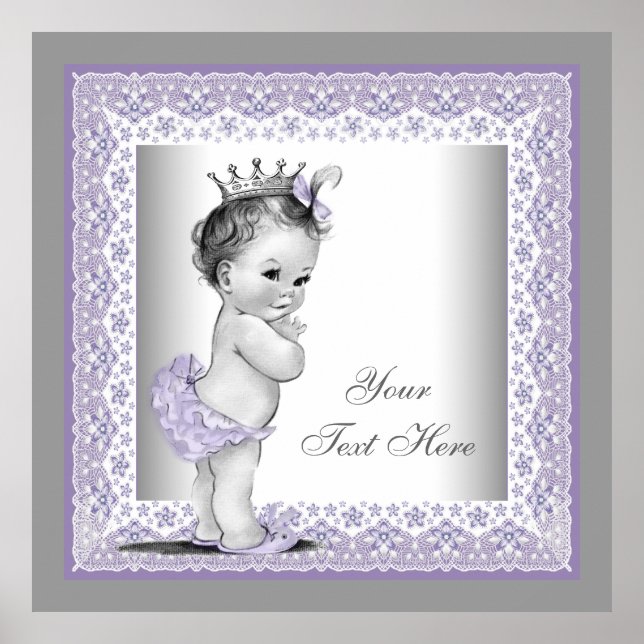 Vintage lila prinsessa för babyflicka poster (Framsidan)