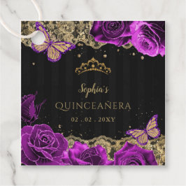 Vintage Lila Ro Black Guld Snöre Quinceañera Gåvor Etiketter