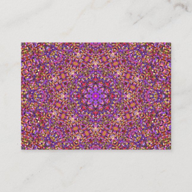 Vintage Lila Tile Mönster Kaleidoscope Visitkort (Framsida)