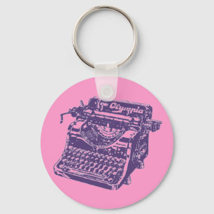 Vintage Lila Typewriter Nyckelring