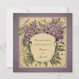 Vintage Lila Violets Blommigt Bröllbjudan Inbjudningar