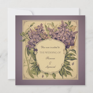 Vintage Lila Violets Blommigt Bröllbjudan Inbjudningar