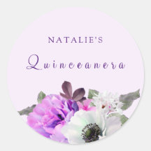 Vintage Lila Vit blomma Quinceanera Sticker