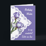 Vintage Lila White Iris Flower Sister-in-law Kort<br><div class="desc">Vintage Lila White Iris Flower för syster-in-law Birthday</div>