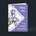 Vintage Lila White Iris Flower Sister-in-law Kort<br><div class="desc">Vintage Lila White Iris Flower för syster-in-law Birthday</div>