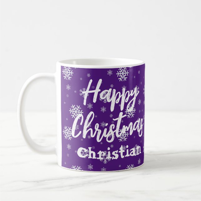 Vintage Lila White Snöflingor jul Kaffemugg (Vänster)