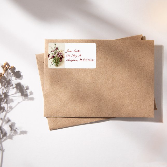 Vintage Lila Wildblommor Adressetiketter (Skapare uppladdad)