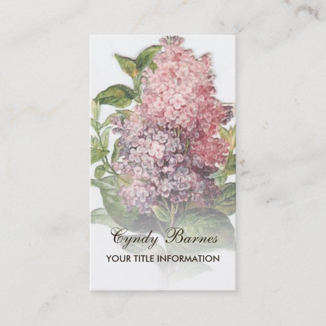 Vintage Lilac-Affärskort Visitkort (Framsida)