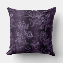 Vintage Lilac Blommigt Damask Lila Mönster Kudde