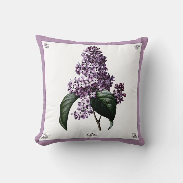 Vintage Lilac botaniskt fyllmedel Kudde (Framsida)