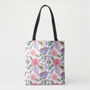 Vintage Lilac Lavender Girly Rosa Mönster Tygkasse