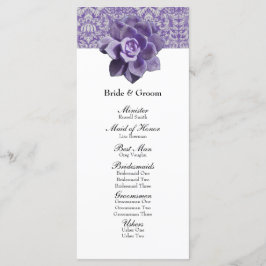 Vintage Lilac Succulent Bröllopsprogram Program