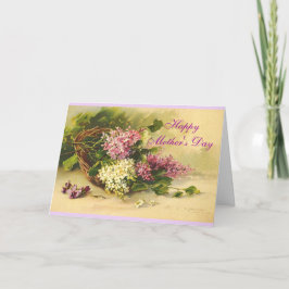 Vintage Lilacs i Basket Mors dag Kort