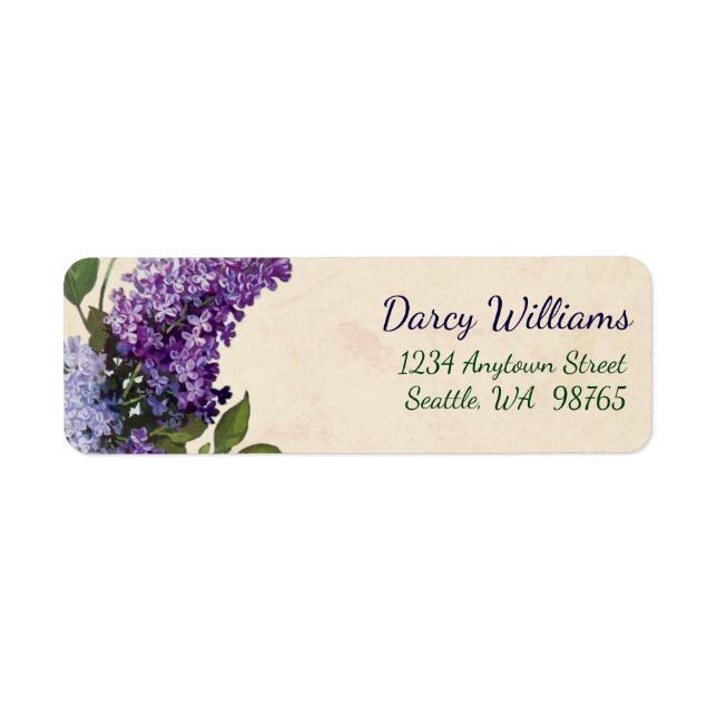 Vintage Lilacs-Returetiketter Returadress Etikett (Framsidan)