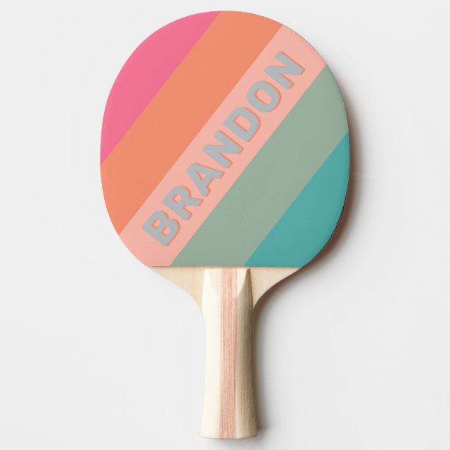 Vintage Lilas Charm Djärvt Randigt med Namn Pingisracket (Framsidan)