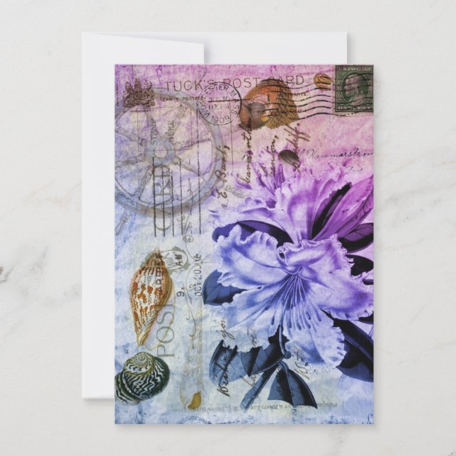 vintage lilja blommigt, möhippa inbjudningar (Framsida)