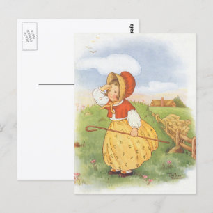 Vintage Lille Bo Peep Mother Goose ramsor för barn Vykort