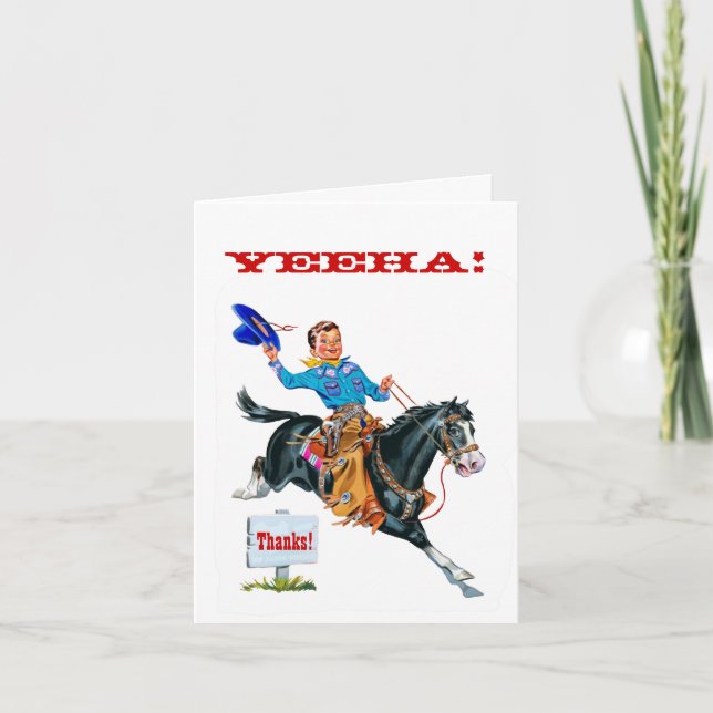 Vintage lille Cowboy-tackkort Tack Kort (Framsida)