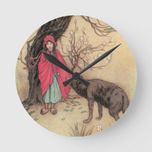 Vintage Lille Röd Toppluva av Warwick Goble Rund Klocka