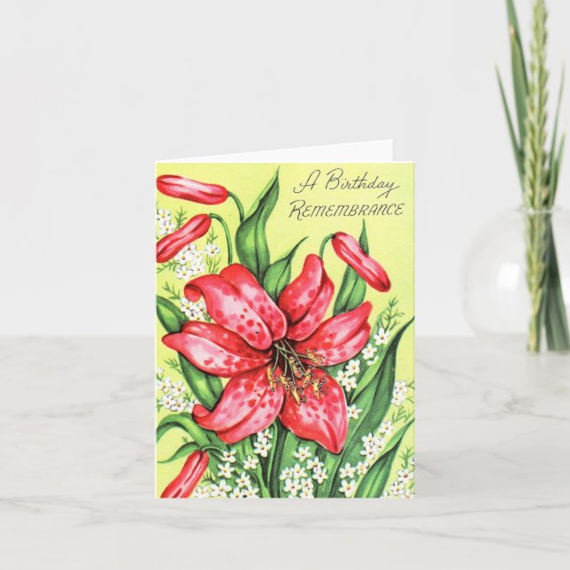 Vintage Lily Birthday Card Kort (Framsida)