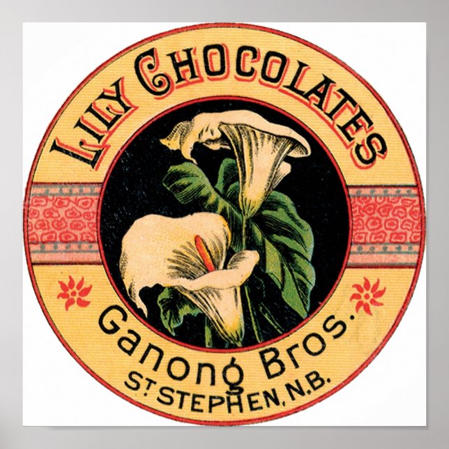 Vintage Lily Chocolates Ganong Bros. Poster (Framsidan)
