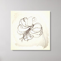 Vintage Lily Flower Ivory & Black Blommigt Tecknin