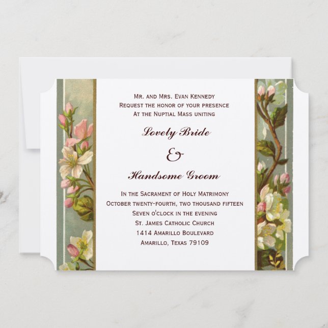 Vintage Lily Kor katolsk bröllopsinbjudning Inbjudningar (Baksida)