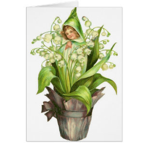 Vintage - Lily of the Valley Fairy Hälsningskort