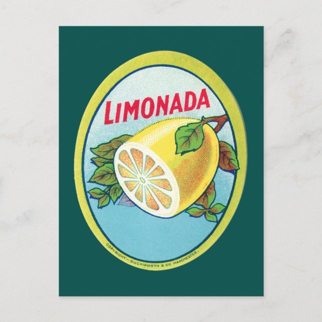 Vintage Limonada-etikett Vykort (Framsida)