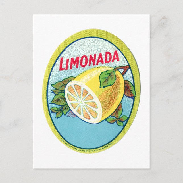 Vintage Limonada-etikett Vykort (Framsida)