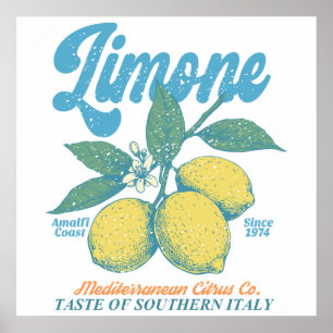 Vintage Limone Amalfi-kusten Italiensk Retro Kök Poster