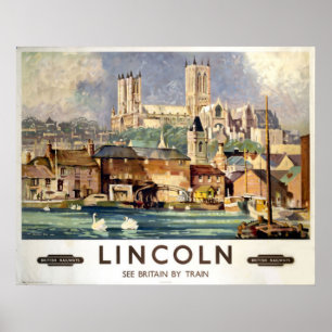 Vintage Lincoln Cathedral British Railways Travel Poster