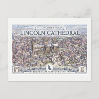 Vintage Lincoln Cathedral England Resemotiv Affisc Vykort