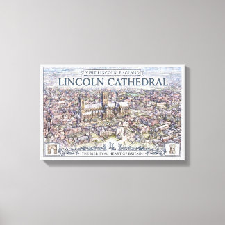 Vintage Lincoln Cathedral England Resoraffisch Canvastryck