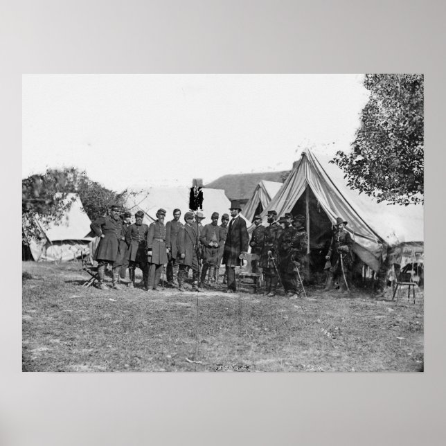 Vintage Lincoln och McClellan i Antietam Poster (Framsidan)