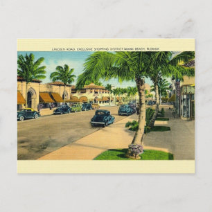 Vintage Lincoln Road Miami Beach Postcard Vykort