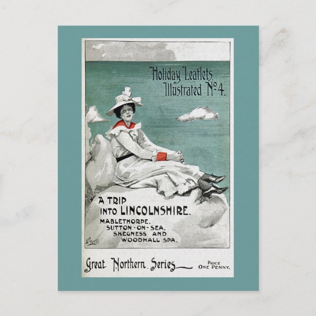 Vintage Lincolnshire, UK, helgdagbroschyr Helg Vykort (Framsida)