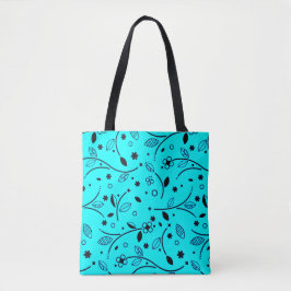 Vintage Line Art Blommig Totebag Tygkasse