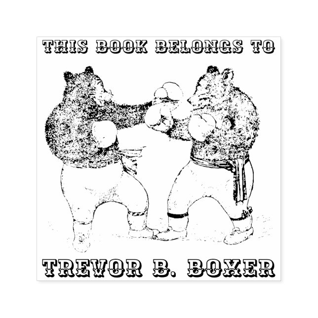 Vintage Line Art - Boxing Bears - Egendom of of Stämpel (Tryck)