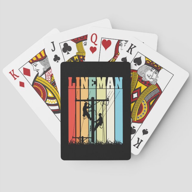 Vintage Lineman Retropresent till elektriker Casinokort (Baksidan)