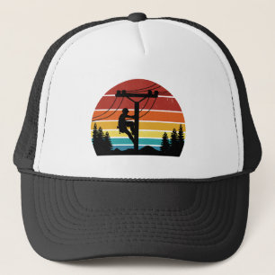 Vintage Lineman Sunset Retro Truckerkeps