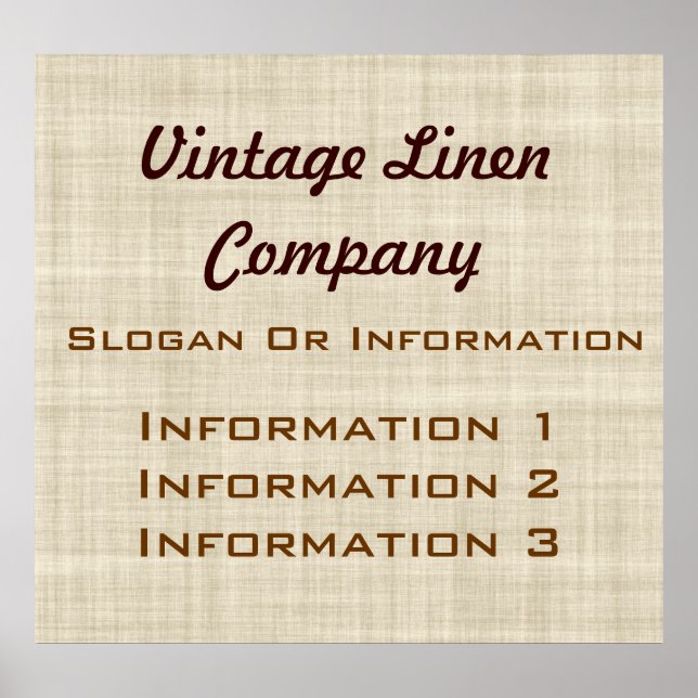 Vintage Linen Large Poster Sign (Framsidan)