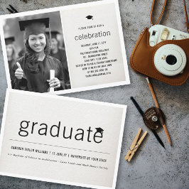 Vintage Linen Student Photo Studentfest Inbjudningar