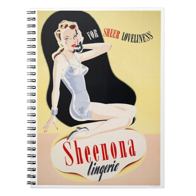 Vintage Lingerie Poster återställd Anteckningsbok Med Spiral (Framsidan)