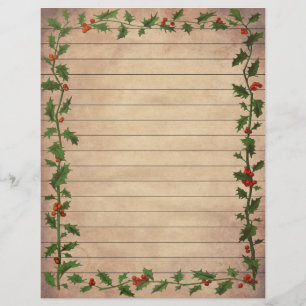 Vintage linjerat jul tema skrivpapper