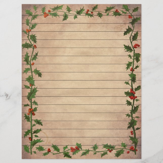 Vintage linjerat jul tema skrivpapper (Framsida)