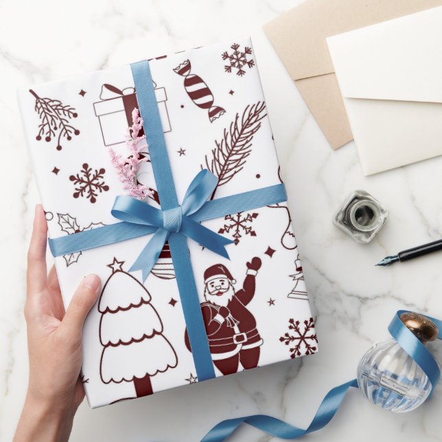 Vintage linjerkonst julklappsinslagningspapper presentpapper (Gifting)