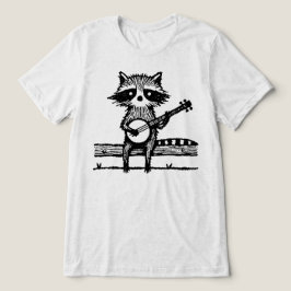 Vintage Linocut Tvättbjörn Sitter På Staket Och Sp T Shirt