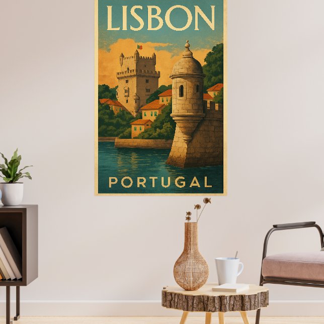 Vintage Lisbon Portugal Poster (Vardagsrum 3)